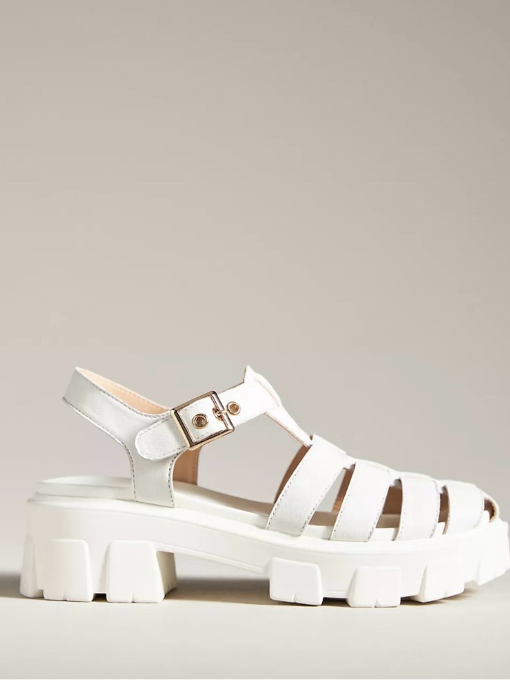 NWB Anthropologie Silent D-Freda Leather White Chunky Fisherman Sandals.Size 10